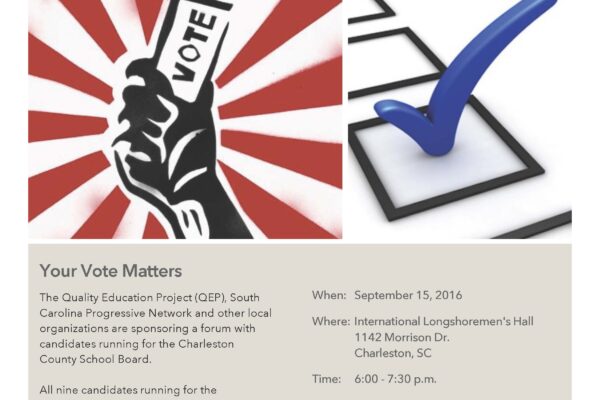 Charleston County School Board Forum flyer