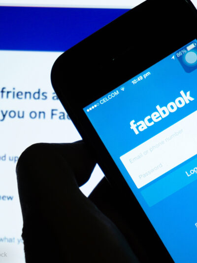 Facebook login screen