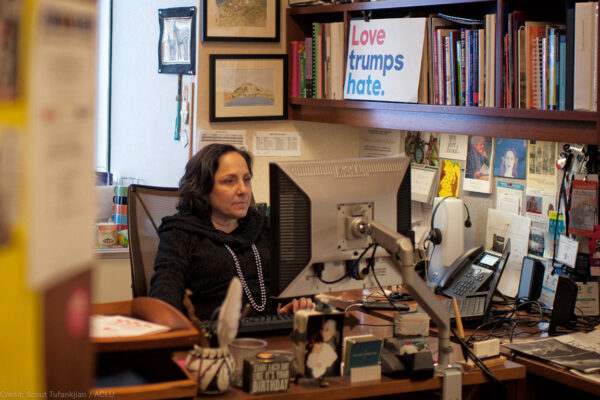 Lenora at her desk.