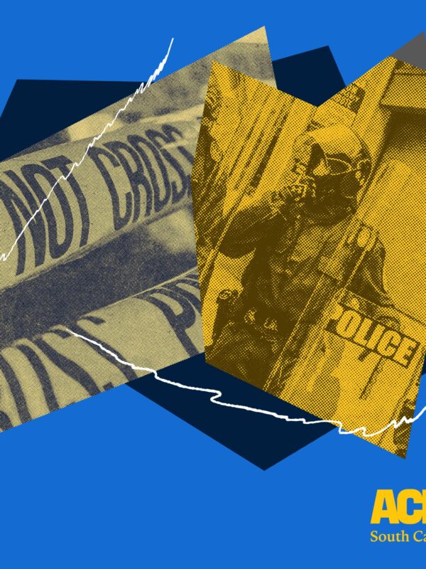 Collage of police in riot gear and crime scene tape