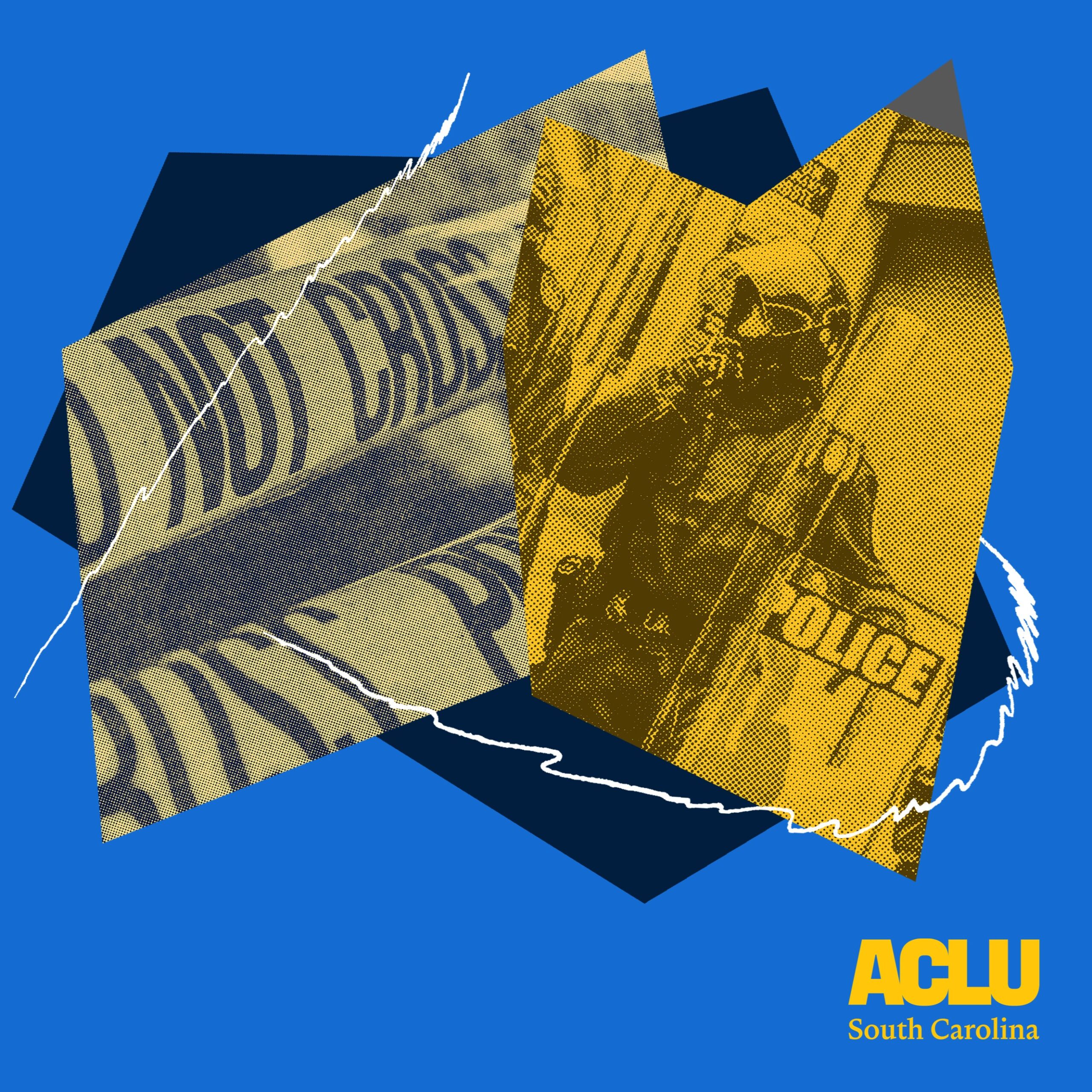 Collage of police in riot gear and crime scene tape