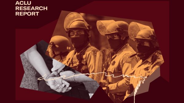 Collage of police wearing riot masks