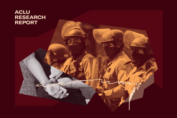 Collage of police wearing riot masks