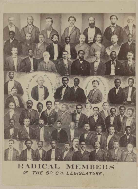 A carte-de-visite of 64 so-called "Radical" members of the reconstructed South Carolina legislature after the Civil War.