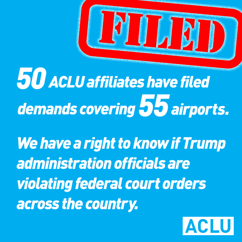 50 Affiliates filed FOIA Demands Covering 55 Airports