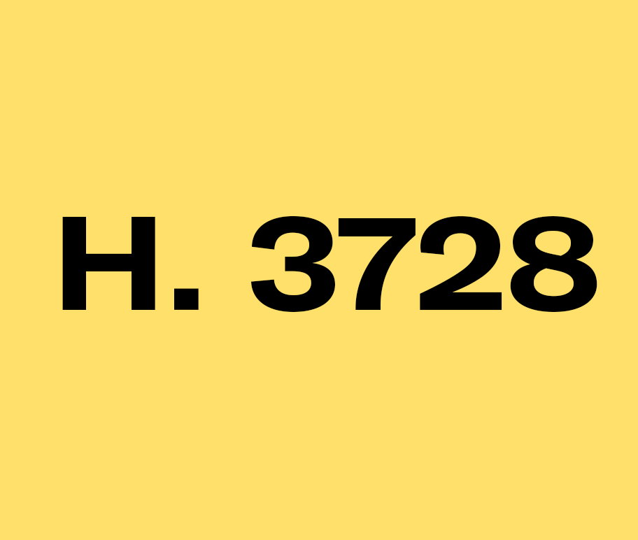 "H. 3728" in black text on a yellow background